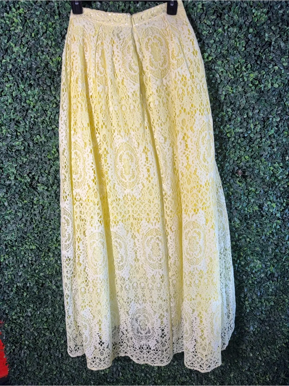 ASOS Crochet Lace High Low Midi Skirt Soft Yellow Boho Cottagecore US 4 NWT‎